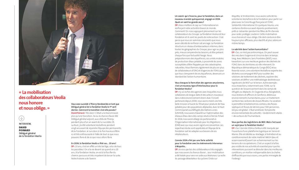 Fondation Veolia - Rapport annuel 2024, interview David Poinard