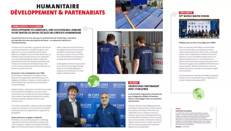 Fondation Veolia - Rapport annuel 2024, Partenariats humanitaires