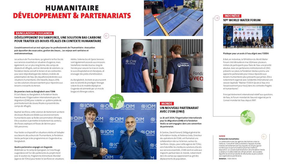 Fondation Veolia - Rapport annuel 2024, Partenariats humanitaires