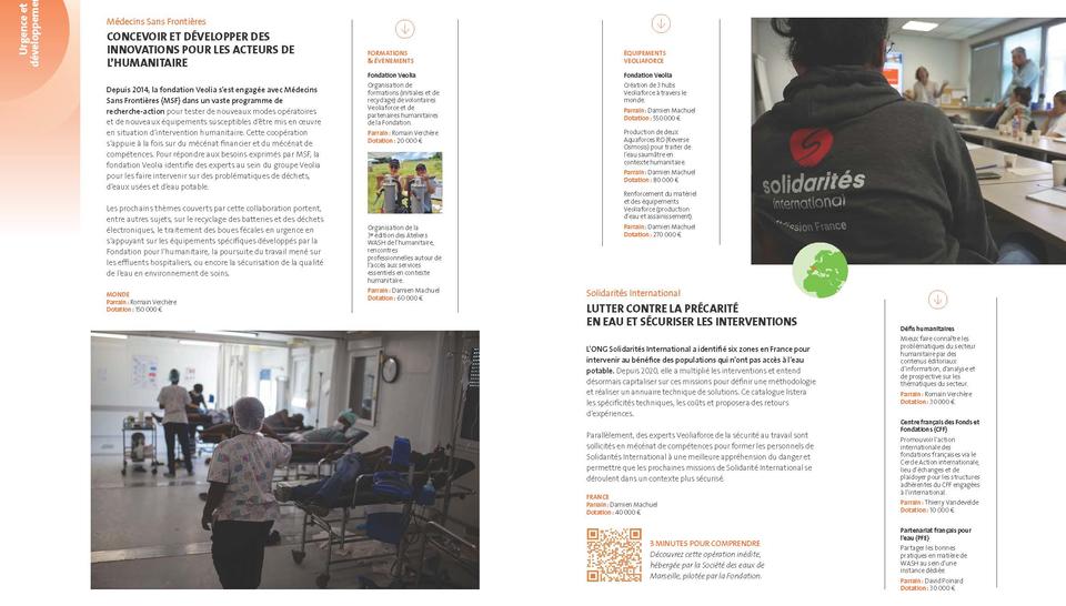 Fondation Veolia - Rapport annuel 2024, projets soutenus, Urgence et développement