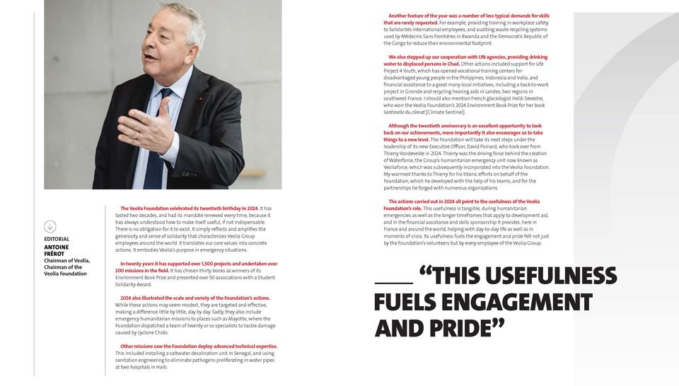 Veolia Foundation - 2024 Activity Report, editorial Antoine Frérot