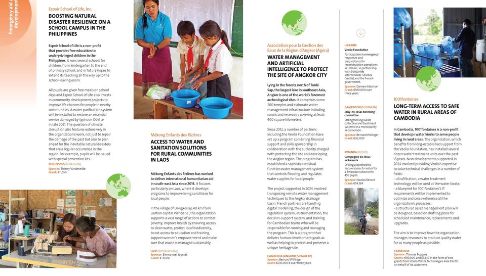 Veolia Foundation - 2024 Activity Report, Projects supported, Emergency aid and development