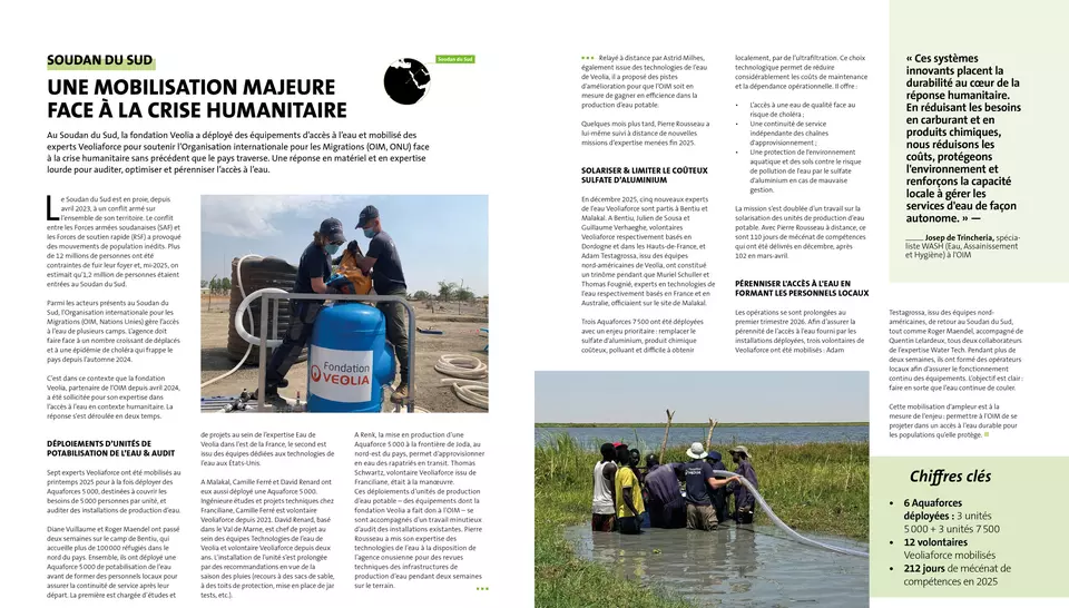 Rapport d'activité 2025, Fondation Veolia, Mission au Soudan du Sud