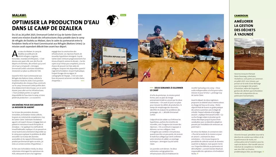 Rapport d'activité 2025, Fondation Veolia, Missions au Malawi et au Cameroun
