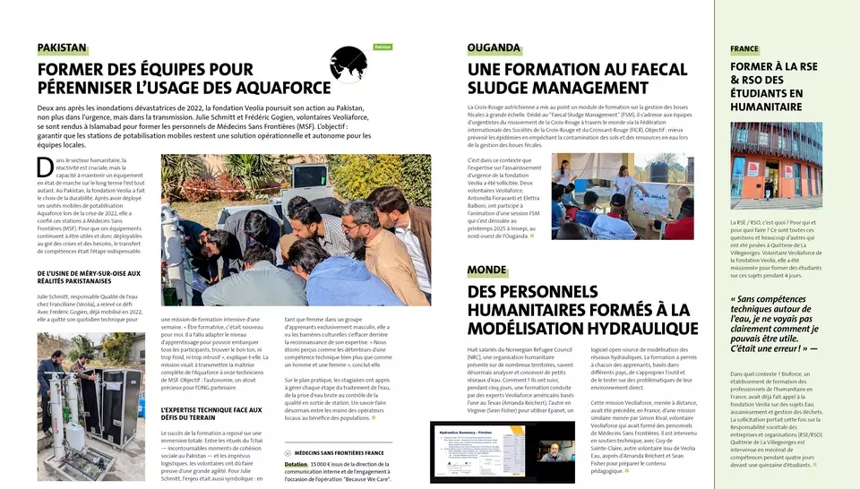Rapport d'activité 2025, Fondation Veolia, Missions de formation