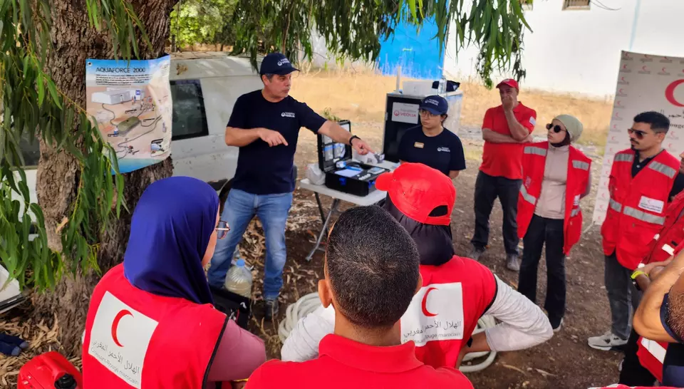 Formation de personnels du Croissant-Rouge marocain au déploiement de l'Aquaforce 2000, juillet 2026
