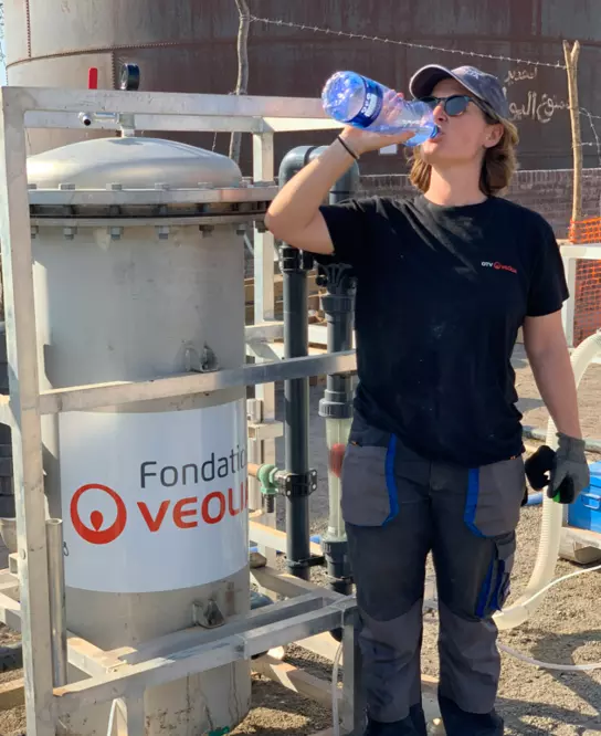 Muriel Schuller tasted the distributed water.